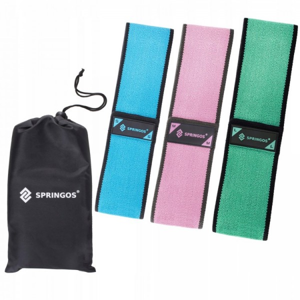Гумка для фітнесу та спорту тканинна Springos Hip Band 3 шт FA0108