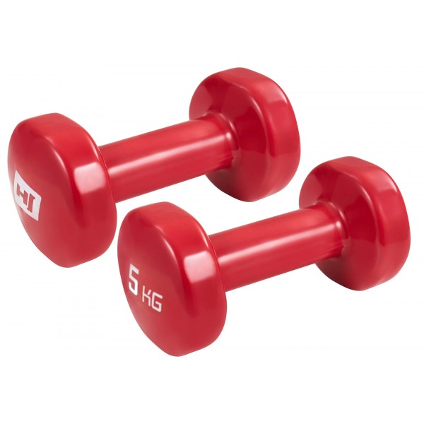 Набор виниловых гантелей для фитнеса круглых 2x5 кг Hop-Sport HS-V005DC Красный