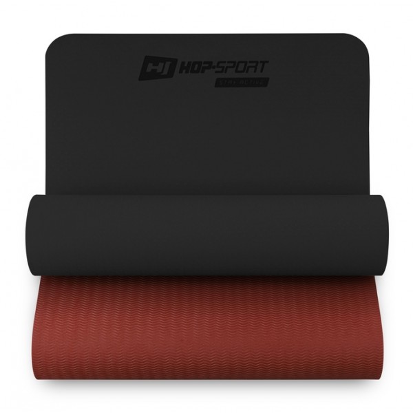 Коврик для йоги TPE 0,6 см Hop-Sport HS-T006GM Черно-красный