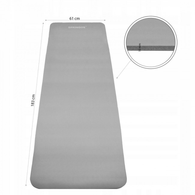 Коврик для фитнеса Springos NBR 1 см YG0032 Grey