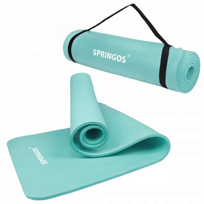 Коврик (мат) для йоги и фитнеса Springos NBR 1 см YG0031 Mint