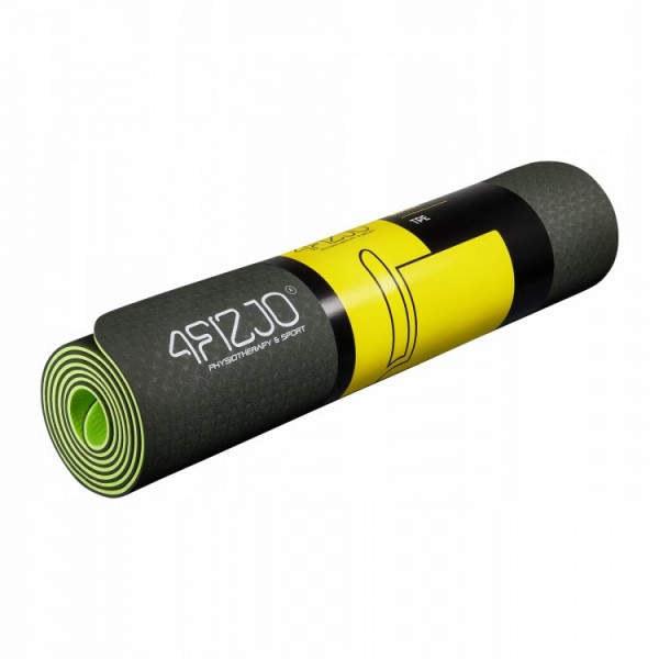 Коврик для йоги и фитнеса 4FIZJO TPE 6 мм 4FJ0032 Black/Green