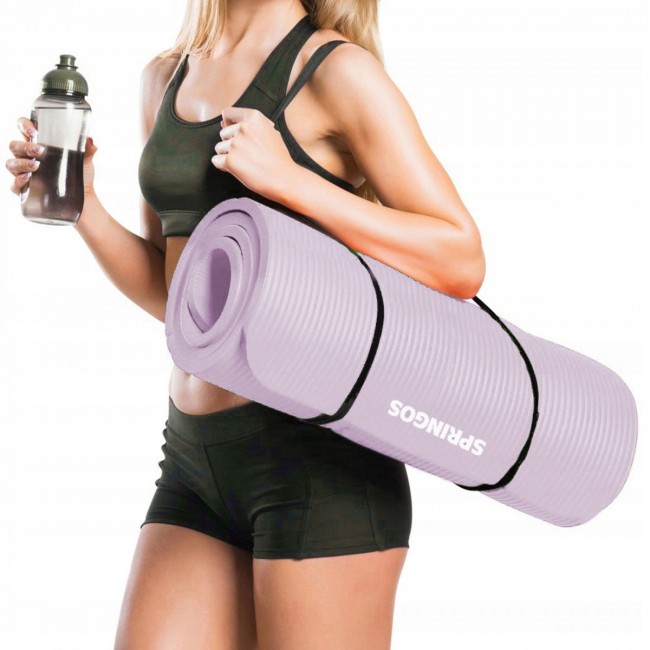 Коврик (мат) для йоги и фитнеса Springos NBR 1 см YG0038 Purple
