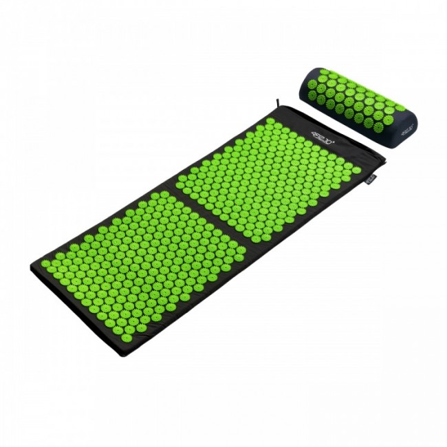 Масажний килимок з валиком 4FIZJO Classic Mat XL Аплікатор Кузнєцова Black/Green (P-5907222931769)