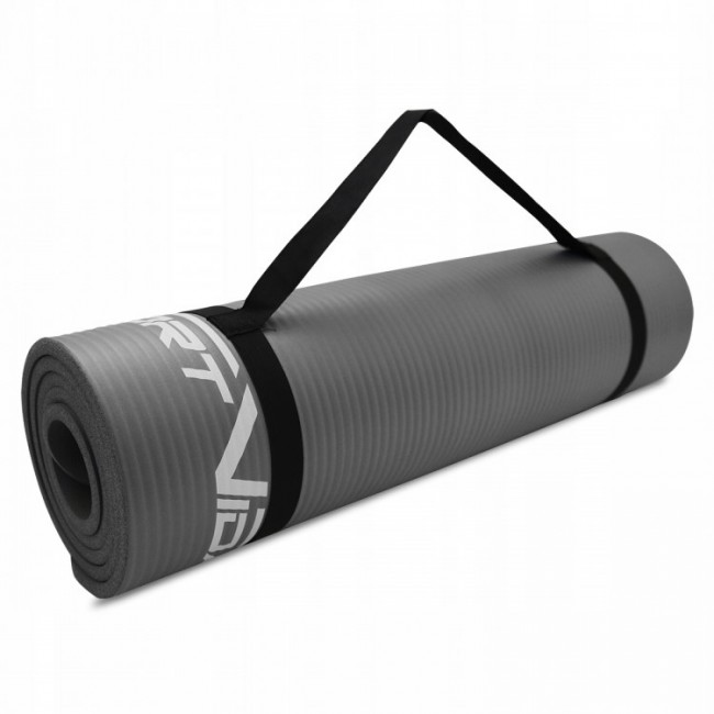 Килимок для фітнесу та йоги SportVida NBR 1 см SV-HK0247 Grey