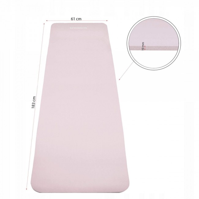 Коврик (мат) для йоги и фитнеса Springos NBR 1 см YG0039 Pink