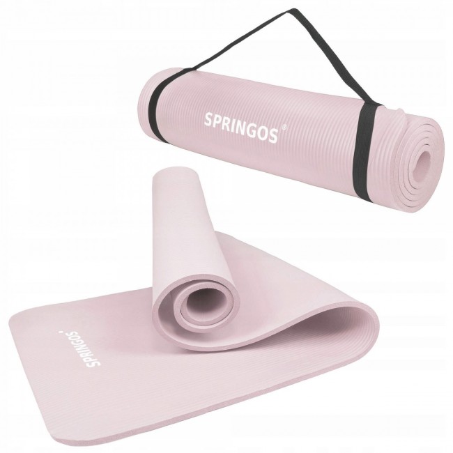 Коврик (мат) для йоги и фитнеса Springos NBR 1 см YG0039 Pink
