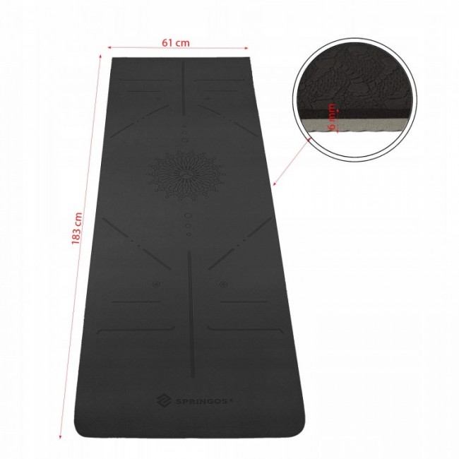 Килимок для йоги Springos TPE 6 мм YG0013 Black / Grey