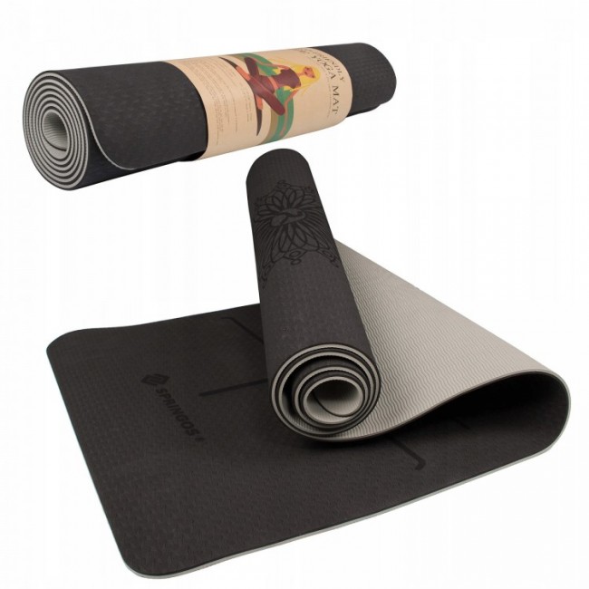 Килимок для йоги Springos TPE 6 мм YG0013 Black / Grey