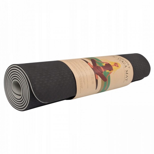Килимок для йоги Springos TPE 6 мм YG0013 Black / Grey