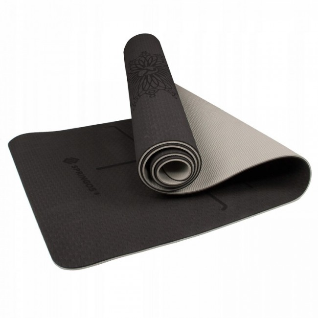 Килимок для йоги Springos TPE 6 мм YG0013 Black / Grey Килимок для йоги Springos TPE 6 мм YG0013 Black / Grey