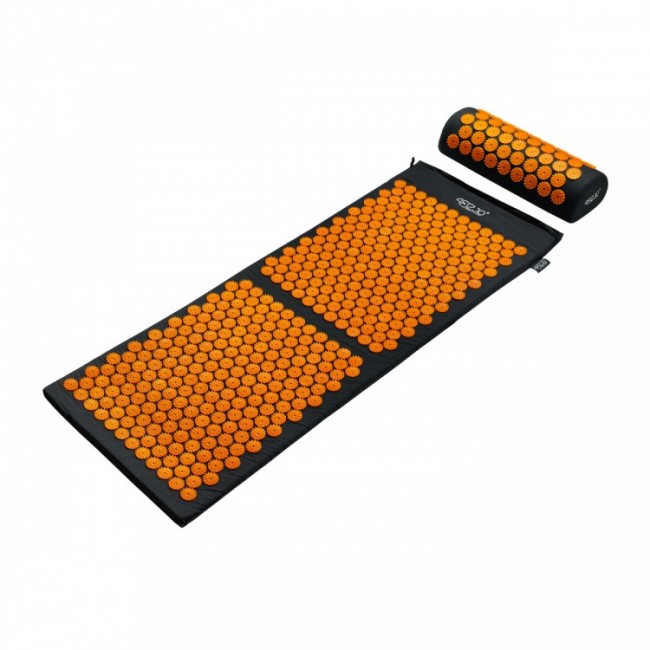 Масажний килимок з валиком 4FIZJO Classic Mat XL Аплікатор Кузнєцова Black/Orange (P-5907222931776)