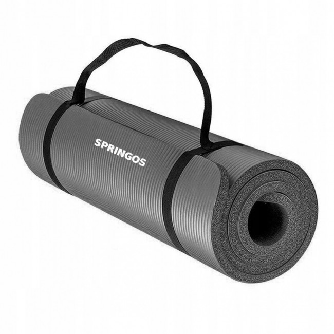 Коврик (мат) для фитнеса Springos NBR 1.5 см YG0001 Grey
