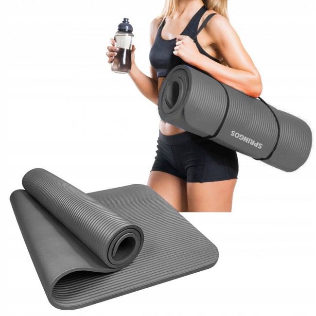 Коврик (мат) для фитнеса Springos NBR 1.5 см YG0001 Grey