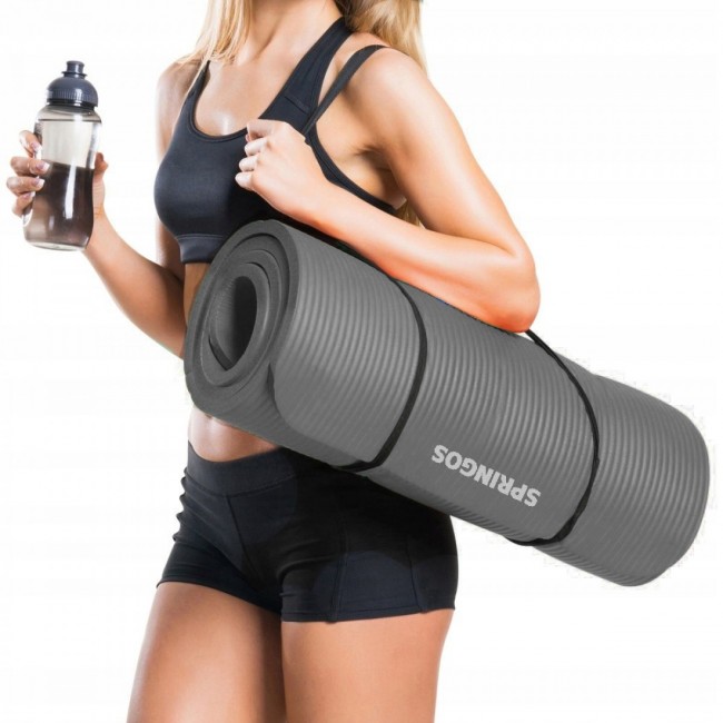 Коврик (мат) для фитнеса Springos NBR 1.5 см YG0001 Grey