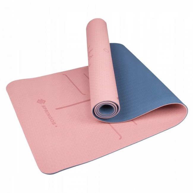 Килимок (мат) для йоги та фітнесу Springos TPE 6 мм YG0014 Pink / Blue Килимок (мат) для йоги та фітнесу Springos TPE 6 мм YG0014 Pink / Blue