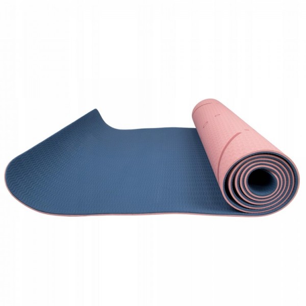 Килимок (мат) для йоги та фітнесу Springos TPE 6 мм YG0014 Pink / Blue