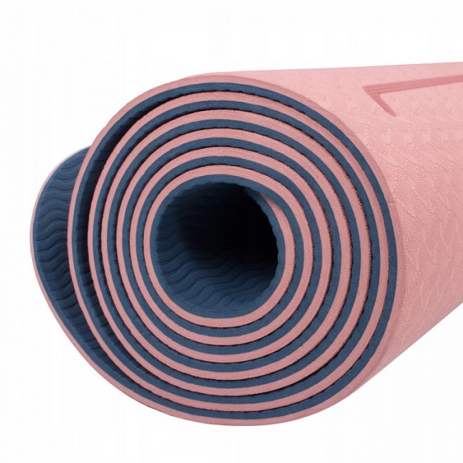 Килимок (мат) для йоги та фітнесу Springos TPE 6 мм YG0014 Pink / Blue