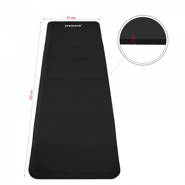 Коврик для йоги и фитнеса Springos NBR 1.5 см YG0029 Black
