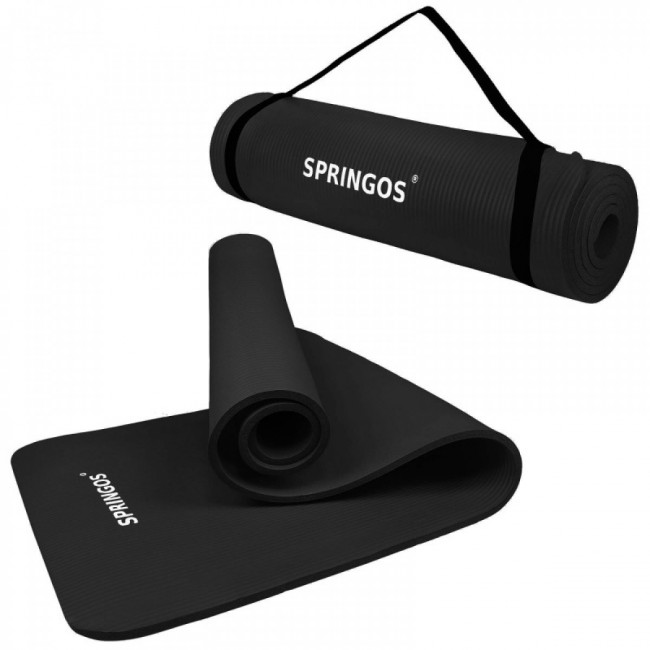 Коврик для йоги и фитнеса Springos NBR 1.5 см YG0029 Black