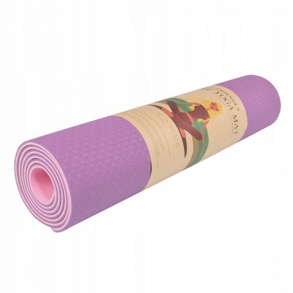 Килимок для йоги (Yoga mat) Springos TPE 6 мм YG0015 Purple/Pink з розміткою