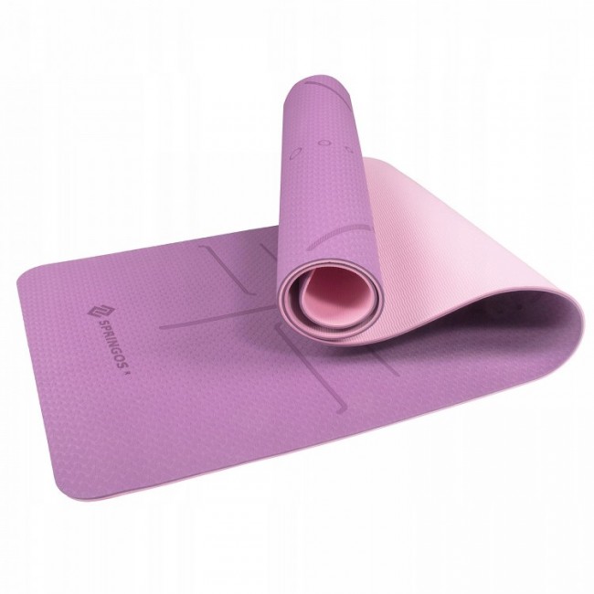 Килимок для йоги (Yoga mat) Springos TPE 6 мм YG0015 Purple/Pink з розміткою Килимок для йоги (Yoga mat) Springos TPE 6 мм YG0015 Purple/Pink з розміткою