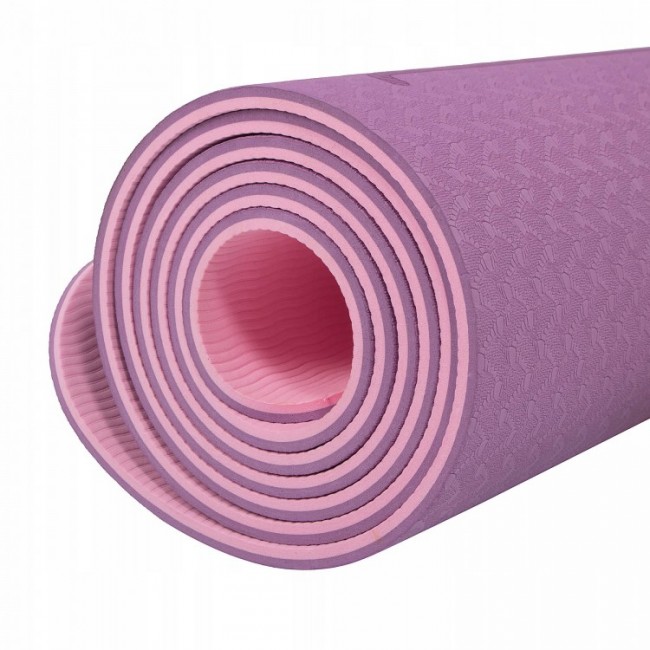 Килимок для йоги (Yoga mat) Springos TPE 6 мм YG0015 Purple/Pink з розміткою