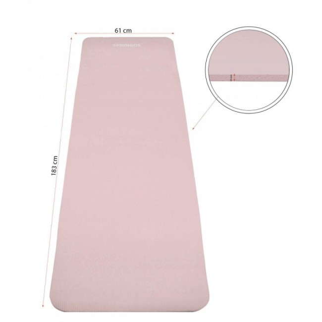 Коврик (мат) для йоги и фитнеса Springos NBR 1.5 см YG0040 Pink