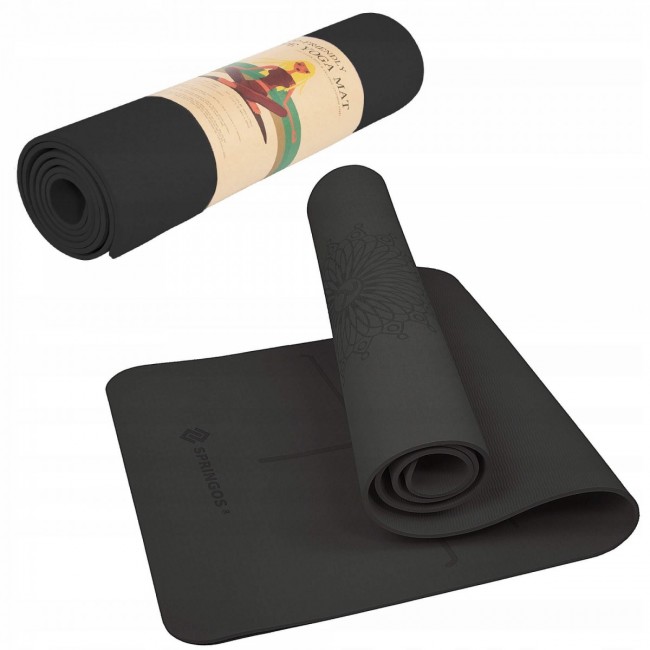 Килимок (мат) для йоги Springos TPE 6 мм YG0016 Black