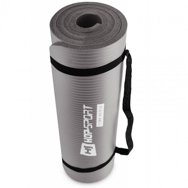 Коврик для фитнеса и йоги Hop-Sport HS-N015GM 1,5 см серый