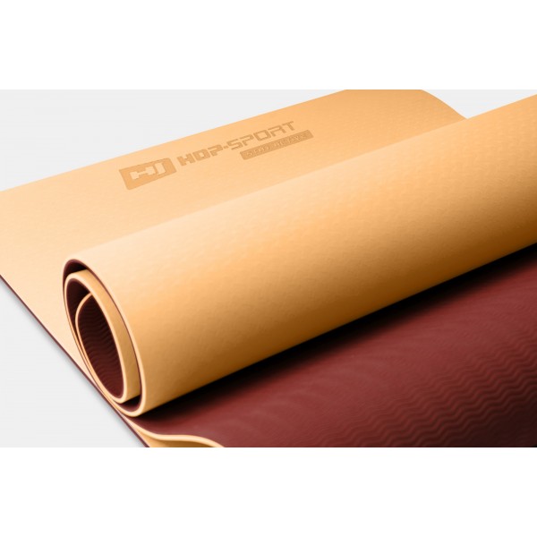 Килимок для йоги та фітнесу Hop-Sport TPE 0,6 см HS-T006GM оранжево-червоний
