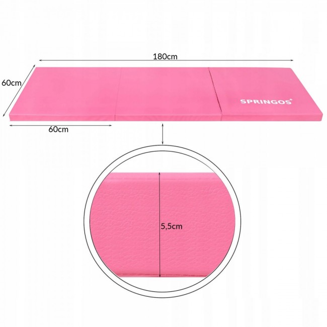 Мат гимнастический складной Springos 180 x 60 x 5.5 cм FA0061 Pink