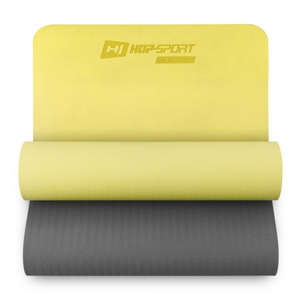 Коврик для йоги и фитнеса Hop-Sport TPE 0,6 см HS-T006GM желто-серый