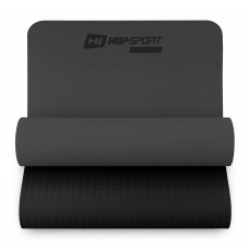 Коврик для фитнеса и йоги Hop-Sport TPE 0,6 см HS-T006GM темносерый-черный