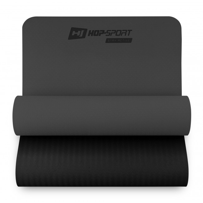 Килимок для йоги та фітнесу Hop-Sport TPE 0,6 см HS-T006GM темносірий-чорний Килимок для йоги та фітнесу Hop-Sport TPE 0,6 см HS-T006GM темносірий-чорний