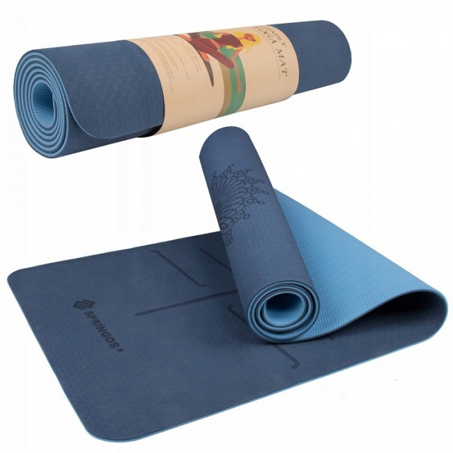 Коврик для йоги Springos TPE 6 мм YG0012 Blue/Sky Blue