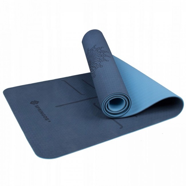 Коврик для йоги Springos TPE 6 мм YG0012 Blue/Sky Blue Коврик для йоги Springos TPE 6 мм YG0012 Blue/Sky Blue