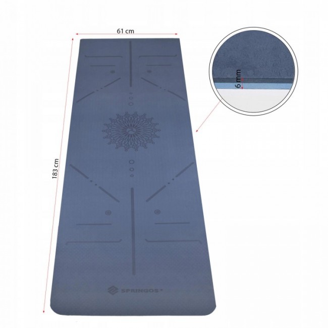Коврик для йоги Springos TPE 6 мм YG0012 Blue/Sky Blue