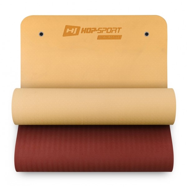 Фітнес-килимок з отворами Hop-Sport TPE 0,8 см HS-T008GM оранжево червоний