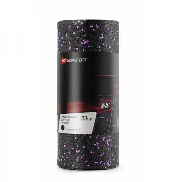 Ролер масажер (валик, ролик) гладкий заповнений Hop-Sport HS-P033SYG EPP 33см чорно-фіолетовий