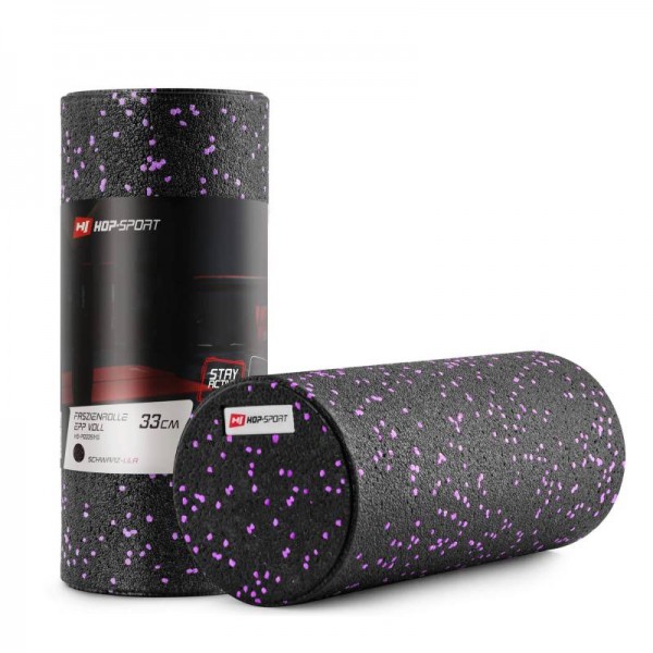 Ролер масажер (валик, ролик) гладкий заповнений Hop-Sport HS-P033SYG EPP 33см чорно-фіолетовий