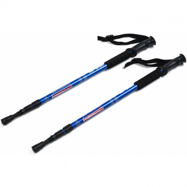Треккинговые палки для скандинавской ходьбы регулируемые Hop-Sport Everest синие