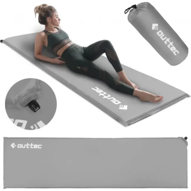 Килимок, що самонадувається Outtec 180х53х4 см гладкий сірий