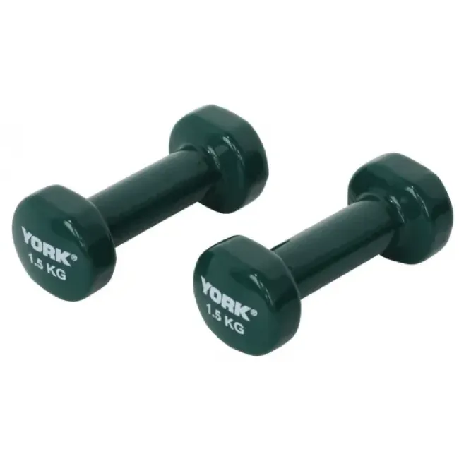 Гантели для фитнеса виниловые круглые York Fitness 2х1,5кг зеленый Гантели для фитнеса виниловые круглые York Fitness 2х1,5кг зеленый