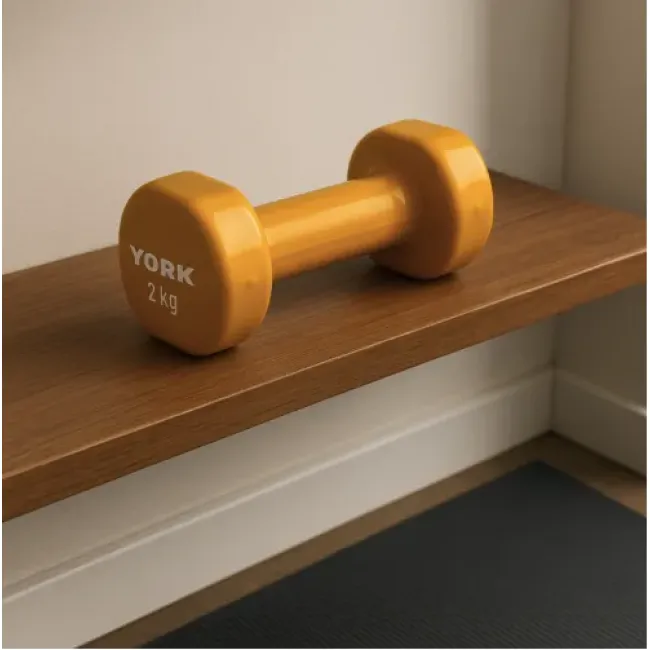 Гантели для фитнеса виниловые круглые York Fitness 2х2кг желтый