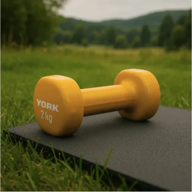 Гантели для фитнеса виниловые круглые York Fitness 2х2кг желтый