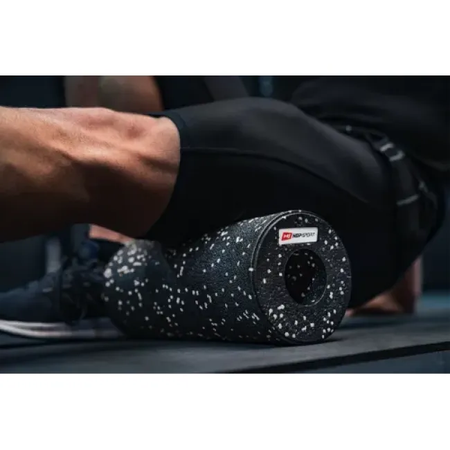 Ролер масажер (валик, ролик) гладкий Hop-Sport EPP 33см HS-P033YG чорно-білий