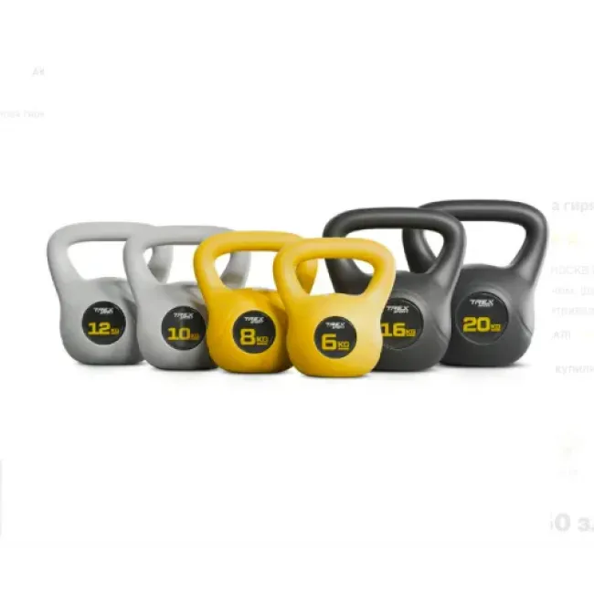 Гиря вінілова 10кг Trex Sport TX-010CKB сірий