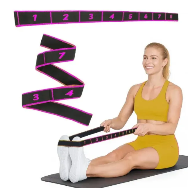 Гумка для фітнесу з петлями Gymtek 86,5 х 4см чорно-рожева