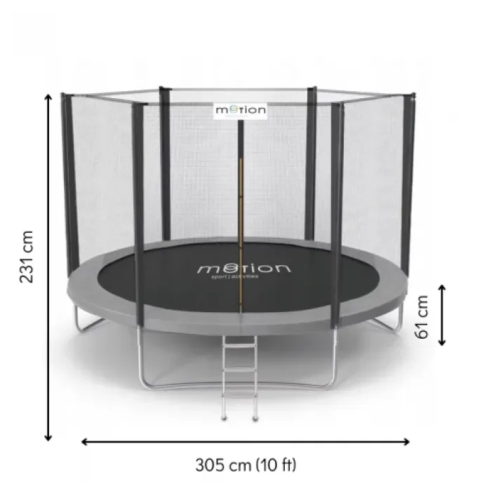 Батут Jumi Motion Sport Line 10ft (305cm) із зовнішньою сіткою сірий